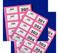 YLAB 2-Pack Extra Large Raffle Books, Cloakroom Tickets (1-400) - Jumbo 7x4cm Perforated Ticket Stubs - Easy Read, Numbered & Secure - Choose Your Colours (Pink & Pink)