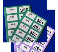 YLAB 2-Pack Extra Large Raffle Books, Cloakroom Tickets (1-400) - Jumbo 7x4cm Perforated Ticket Stubs - Easy Read, Numbered & Secure - Choose Your Colours (Green & Purple)