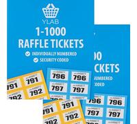 YLAB 2x Raffle Ticket Books 1-1000 - Choose Colour | Perforated, Security Numbered | 5 Tickets Per Strip | Fundraising, Prize Draws, Cloakroom, Events | Duplicate-Free, Easy Tear (Pink & Green)