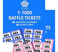YLAB 2x Raffle Ticket Books 1-1000 - Choose Colour | Perforated, Security Numbered | 5 Tickets Per Strip | Fundraising, Prize Draws, Cloakroom, Events | Duplicate-Free, Easy Tear (Pink & Blue)