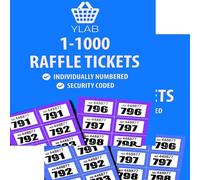 YLAB 2x Raffle Ticket Books 1-1000 - Choose Colour | Perforated, Security Numbered | 5 Tickets Per Strip | Fundraising, Prize Draws, Cloakroom, Events | Duplicate-Free, Easy Tear (Purple & Blue)
