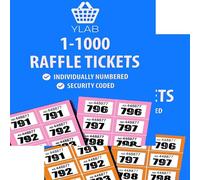YLAB 2x Raffle Ticket Books 1-1000 - Choose Colour | Perforated, Security Numbered | 5 Tickets Per Strip | Fundraising, Prize Draws, Cloakroom, Events | Duplicate-Free, Easy Tear (Orange & Pink)