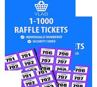 YLAB 2x Raffle Ticket Books 1-1000 - Choose Colour | Perforated, Security Numbered | 5 Tickets Per Strip | Fundraising, Prize Draws, Cloakroom, Events | Duplicate-Free, Easy Tear (2x Purple)