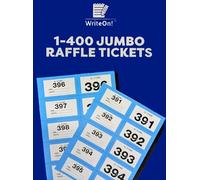 YLAB Extra Large Blue Raffle & Cloakroom Tickets 1-400 - Jumbo 7x4cm Perforated Ticket Stubs - Easy Read, Numbered & Secure - Ideal for Events, Fundraisers & Cloakroom Use