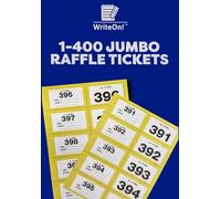 YLAB Extra Large Yellow Raffle Book, Cloakroom Tickets 1-400 - Jumbo 7x4cm Perforated Ticket Stubs - Easy Read, Numbered & Secure - Ideal for Events, Fundraisers & Cloakroom Use