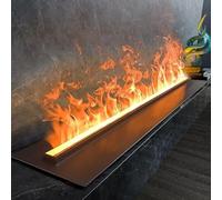YLANMEI 3D Water Vapor Fireplace, Atomized Fireplace with 7 Adjustable Flame Colors and 5 Brightness Levels, Brushed Stainless Steel, Touch/Remote Control,70cm/27.5in