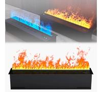 YLANMEI Water Vapor Fireplace 3D Atomized Fireplace Built-in, Simulated Atomized Flame, Brushed Stainless Steel, LCD Display/Remote Control, Flame Adjustment,100cm/39.3in
