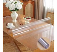 YLANOS 28x49in Frosted Table Protector - 2mm Thick C Desk Mat, Waterproof Table Cloth, Easy to Clean, Ideal for Dining Room & Home Office, 70x125cm Transparent