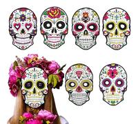 Ylapagne 6 Pcs Day of The Dead Mask Paper, Full Face Mask with Elastic String, Halloween Ghost Day of the Dead Theme Party Makeup Decoration Skeleton Masks Paper Masks(Mix Colors)