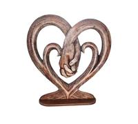 Ylapagne Heart Holding Hands Art Sculpture Wooden Desktop Imitation Tree Trunk Forever Love Everlasting Hand in Hand Desktop Decoration for Home Office Ornament Accessories