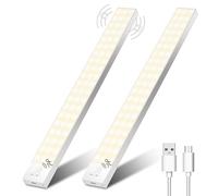 Ylatoial Motion Sensor Lights Indoor, 32cm 2 Pack Rechargeable Under Cabinet Lights 1500mAh 60LEDs Under Cabinet Light 3000K Counter Light Kitchen for Drawer Closet Kitchen Stairs