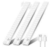 Ylatoial Motion Sensor Lights Indoor, 32cm 3 Pack Rechargeable Under Cabinet Lights 1500mAh 60LEDs Under Cabinet Light 5000K Counter Light Kitchen for Drawer Closet Kitchen Stairs