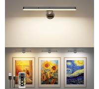Ylatoial Picture Lights for Wall, Rechargeable Wall Lights with Remote Control and Timer, Dimmable & 3 Color Temps, Magnetic Battery Operated LED Picture Lights Indoor for Paintings, Portraits, Black