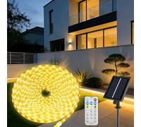 Ylatoial Solar Powered LED Strip Lights 15M 9600LEDs, IP68 Waterproof Outdoor LED Lights with Remote, 8 Modes Dimmable Rechargeable Battery Operated LED Lights for Garden Patio Yard Porch Decoration