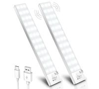 Ylatoial Under Cabinet Kitchen Lights, 23cm 2 Pack 36 LED Motion Sensor Lights Indoor 5000K Under-Cabinet Light USB Rechargeable Cupboard Light with Magnetic for Stairs Wardrobe Hallway