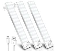 Ylatoial Under Cabinet Lights Motion Sensor, 36LED 1000mAh 5000K Under Cupboard Kitchen Lights Rechargeable Under Counter Light Magnetic Wireless Light for Stairs, Closet, Hallway, Kitchen -3 Packs