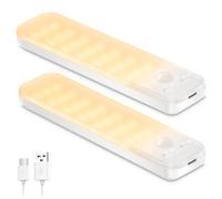 Ylatoial Under Cupboard Kitchen Lights, 2 Pack 1000mAh Dimmable Rechargeable Magnetic LED Motion Sensor Lights Indoor for Wardrobe Cabinet Shelf (Warm White, 15cm - 2 Pack)