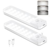 Ylatoial Under Cupboard Kitchen Lights, 2 Pack 15cm Cold White Dimmable 1000mAh Rechargeable Magnetic LED Motion Sensor Lights Indoor for Cabinet