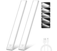 Ylatoial Under Cupboard Kitchen Lights, 2 Pack 31cm Cold White Dimmable 1800mAh Rechargeable Magnetic LED Motion Sensor Lights Indoor for Cabinet