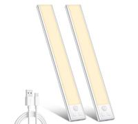 Ylatoial Under Cupboard Kitchen Lights, 2 Pack 31cm Warm White Dimmable 1800mAh Rechargeable Magnetic LED Motion Sensor Lights Indoor for Cabinet