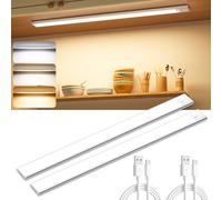 Ylatoial Under Cupboard Kitchen Lights, 2 Pack 41cm 3 Color Temperature Dimmable 2800mAh Rechargeable Magnetic LED Motion Sensor Lights Indoor for Cabinet