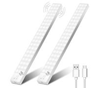Ylatoial Wardrobe Lights Motion Sensor, 32CM Rechargeable Under Cabinet Lights 1500mAh Battery Powered 60LEDs Under Cabinet Light 5000K Counter Light Kitchen for Drawer Closet Kitchen Stairs -2 Pack