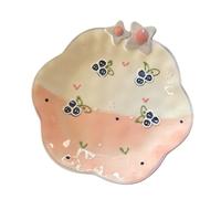 YLCYDLYU Dinner Set Ceramic Plate Sweet Flower Shape Porcelain Breakfast Household Tableware-Blueberry Plate-A