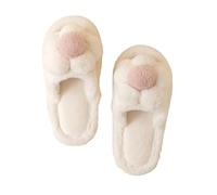 YLCYDLYU Fuzzy Slippers Autumn And Winter Women'S Indoor Home Thick-Soled Simple Cute Warm Life Slippers-White-40-41(270cm)