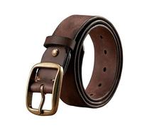 YLCYDLYU Men'S Belt Thick Cowhide Copper Pin Buckle Real Genuine Leather Belt For Jeans Fashion Casual Belt Men Waistband Retro Luxury Male Strap-Coffee-110Cm