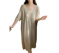 YLCYDLYU Nightdress Cross Back Striped Summer Women'S Nightgown Simple Casual With Chest Pad Nightdress-1-M