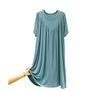 YLCYDLYU Nightdress Women'S Loose Thin Plus Size Skirt Nightdress Pajamas Summer-BLUE-One Size 50-100kg