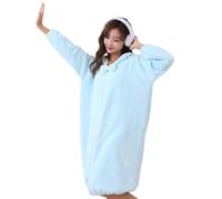 YLCYDLYU Off-The-Shoulder Bath Towel Wraps Women'S Bath Towel Wearable Coral Fleece Thick Full Body Quick-Drying Hooded Long-Sleeved Bathrobe Bath Skirt-Hatless Style-Blue-75X145Cm