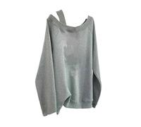 YLCYDLYU Women'S Hoodies Off-The-Shoulder Long-Sleeved Sweatshirt Loose Versatile Spring And Autumn Women'S Sweatshirt-GRAY-XL