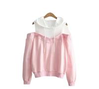 YLCYDLYU Women'S Hoodies Spring And Autumn Fashionable Off-Shoulder Fake Two-Piece Hooded Sweatshirt For Women-Pink-XS（old）