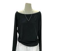 YLCYDLYU Women'S Long Sleeve Top Women'S Loose Off-The-Shoulder Long-Sleeved T-Shirt For Spring And Autumn-Black-L