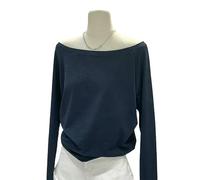 YLCYDLYU Women'S Long Sleeve Top Women'S Loose Off-The-Shoulder Long-Sleeved T-Shirt For Spring And Autumn- blue-S