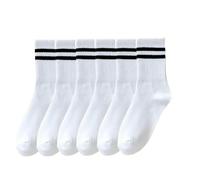 YLCYDLYU Women'S Socks 6 Pairs Of Women'S Mid-Calf Solid Color Breathable And Comfortable Casual Sports Socks-White-A