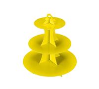 YLDW Cupcake Stand, 3-Tier Cupcake Stand Display, Cardboard Cup Cake Tower Stand, Disposable Dessert Stand for Birthday Tea Party Baby Shower Treat Decorations, Yellow