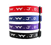 Yleena 12 WWJD Bracelets - What Would Jesus Do Woven Wristbands Per Pack - Religious Christian WWJD Bracelet for fundraisers Red, Blue, Black and Purple Colors Perfect for Men Women Boys and Girls