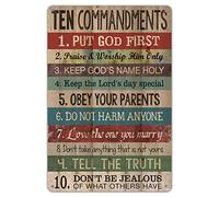 Ylens 8 X 12 Novelty Funny Sign Ten Commandments Vintage Metal Tin Sign Wall Sign Plaque Poster for Home Bathroom and Cafe Bar Pub, Wall Deco
