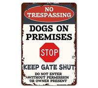 Ylens Funny Beware Of Dog Sign Warning Do Not Enter Metal Signs No Trespassing Dogs On Premises Tin Signs Dog In Yard Stop Keep Gate Closed Sign For Fence Door Outdoor Decorations 8x12 Inches