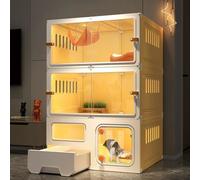 YLEPHNE Indoor 2/3-Tier Cat Cage, Transparent Cat Villa, Closed Cat Toilet, Detachable Cat Condo Pet Playpen, with Transparent Windows(70x45x105cm)