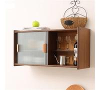 YLFFFZXK Bamboo Wall-Mounted Storage Cabinet with Sliding Glass Doors Multi-Purpose Medicine Cabinet for Kitchen Bathroom Living