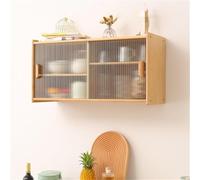 YLFFFZXK Bamboo Wall-Mounted Storage Cabinet with Sliding Glass Doors Multi-Purpose Medicine Cabinet for Kitchen Bathroom Living