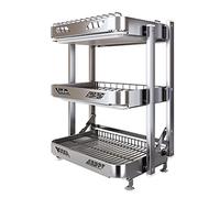 YLFFFZXK Foldable Dish Rack,Dish Rack, 304 Stainless Steel 3 Tier Dish Drying Rack With Drain Board, Utensil Holder, Cutting Board Holder, Rustproof Dish Drainer For Kitchen Countertop, (Silver) Dish