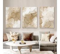 YLHKME Abstract Canvas Pictures Beige Gold Marble Lines Art Print Poster Wall Pictures for Living Room Bedroom Home Decor (Unframed, 3 x 30 x 50 cm)
