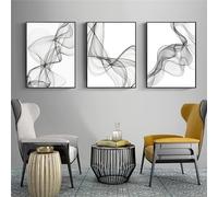 YLHKME Abstract Geometric Wave Line Patterns Pictures Canvas Painting, Black and White Wall Pictures Living Room Bedroom Decorative Poster Art Prints, Without Frame (Frameless, 3 x 30 x 40 cm)