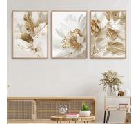 YLHKME Beige Plant Leaf Pictures Canvas Painting, Modern Nature Wall Pictures Living Room Bedroom Decorative Poster Art Prints, Without Frame (Frameless, 3 x 60 x 90 cm)