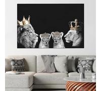 YLHKME Black and White Lion Pictures Canvas Painting, Lion and Lioness Wall Pictures Living Room Bedroom Decorative Poster Art Prints, Without Frame (A-Frameless, 60 x 90 cm)