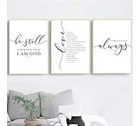 YLHKME Black White Christian Bible Verse Quote Pictures Canvas Painting, Modern Wall Pictures Living Room Bedroom Decorative Poster Art Prints, Without Frame (Frameless, 3 x 20 x 30 cm)